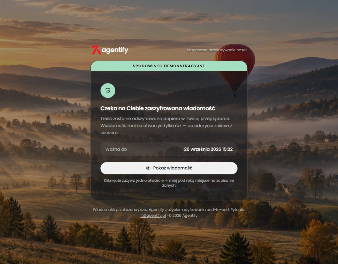 Strona odbiorcy przed odczytem